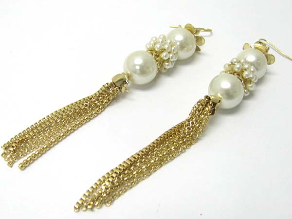 Pearl and tassel drop earring