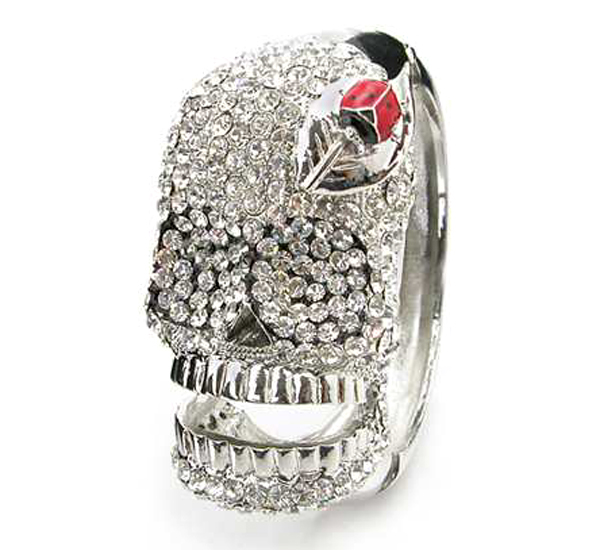 Crystal stud bug on skull hinge bangle