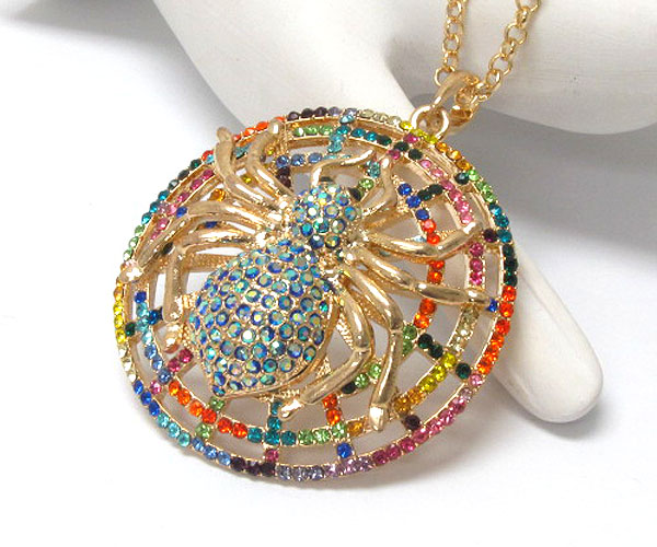 Large spider web pendant necklace