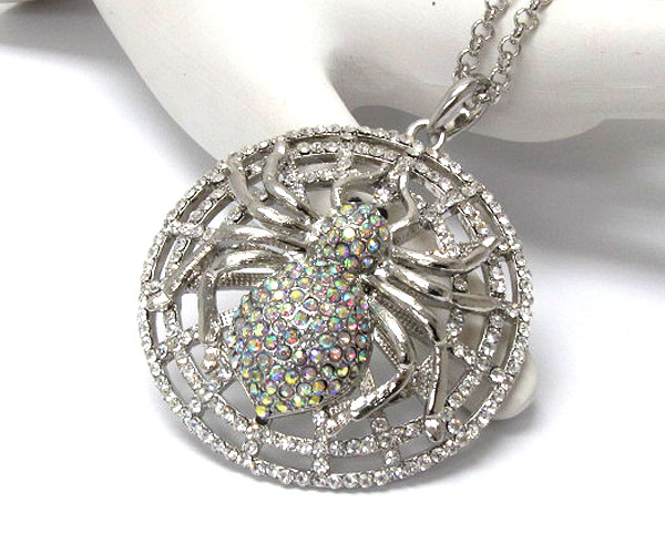 Large spider web pendant necklace