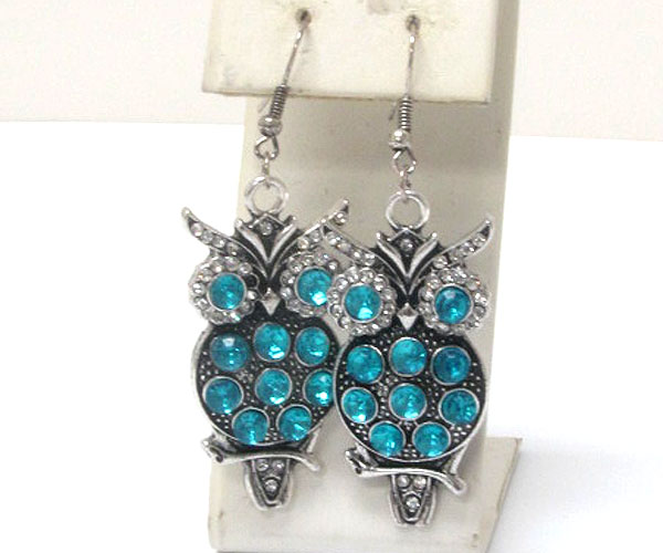 Crystal stud owl earring