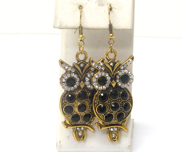 Crystal stud owl earring