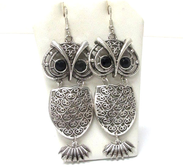 Crystal stud owl earring