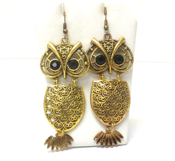 Crystal stud owl earring