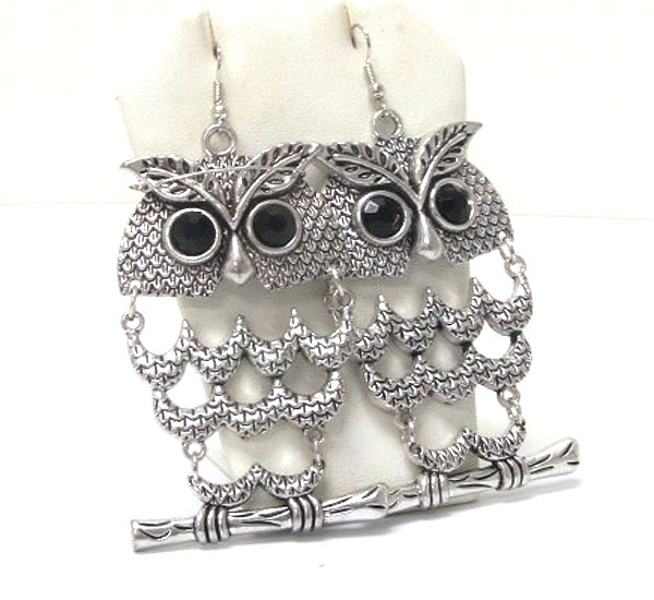 Crystal stud owl earring