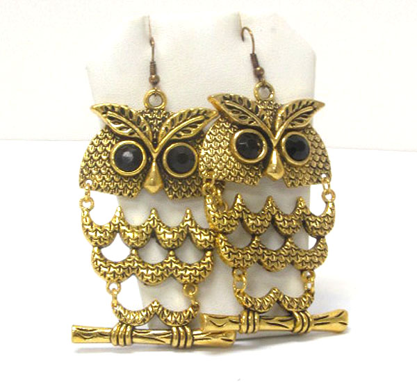 Crystal stud owl earring