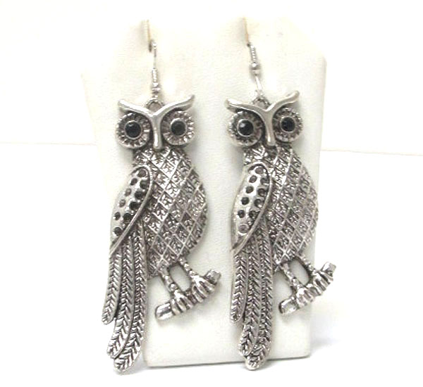 Crystal stud owl earring