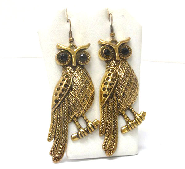 Crystal stud owl earring