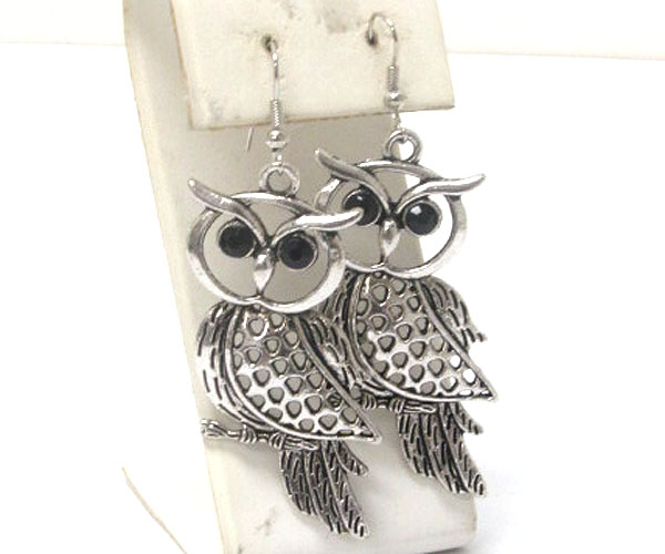 Crystal stud owl earring