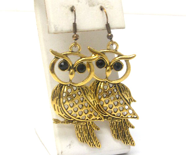 Crystal stud owl earring