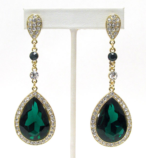 Large crystal tear drop earring