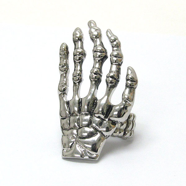 Skull skeleton hand stretch ring - halloween