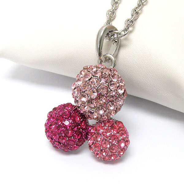 Crystal deco triple bubble pendant necklace