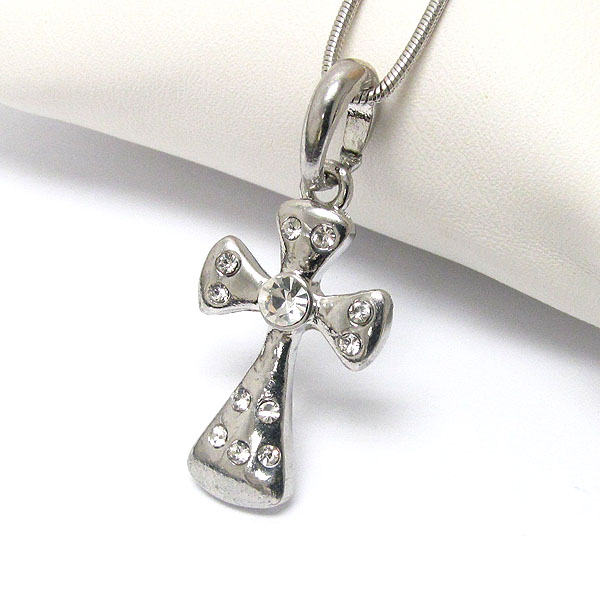 Crystal deco cross necklace