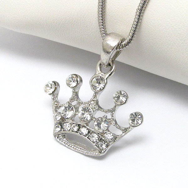 Crystal crown pendant necklace