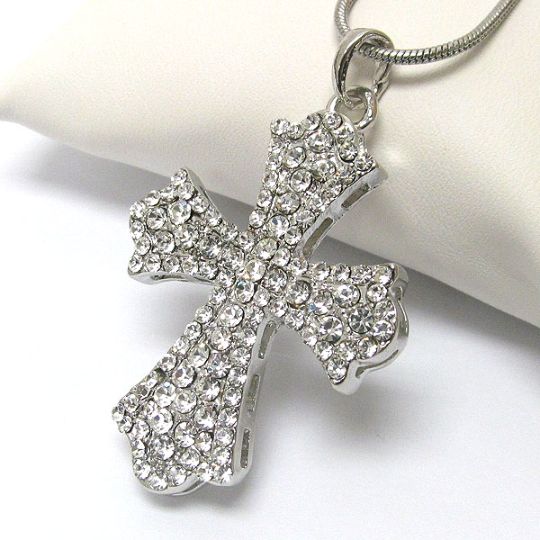 Crystal deco western cross necklace