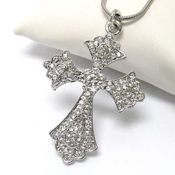 Crystal deco western cross necklace