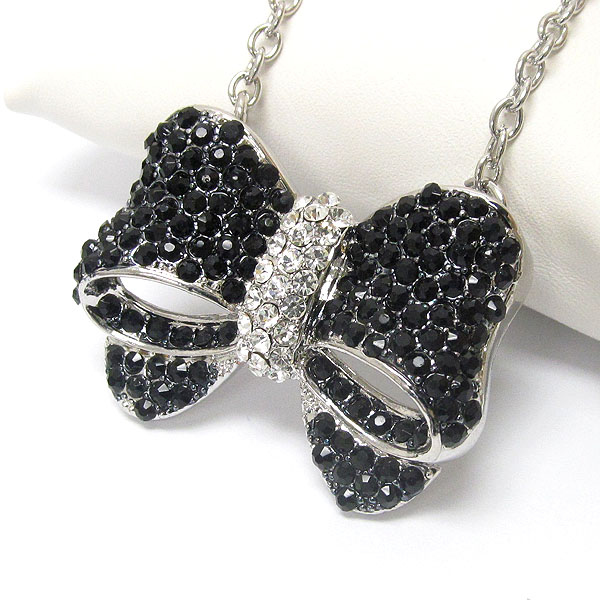 Crystal deco bow pendant necklace