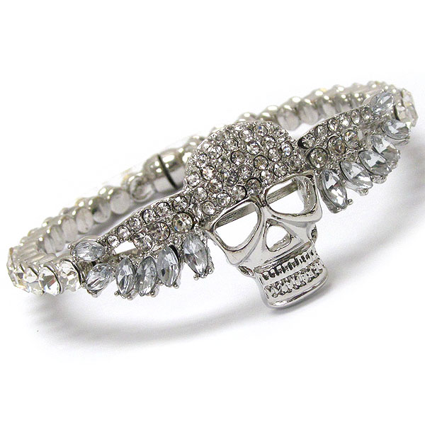 Crystal skull skeleton and wing bracelet