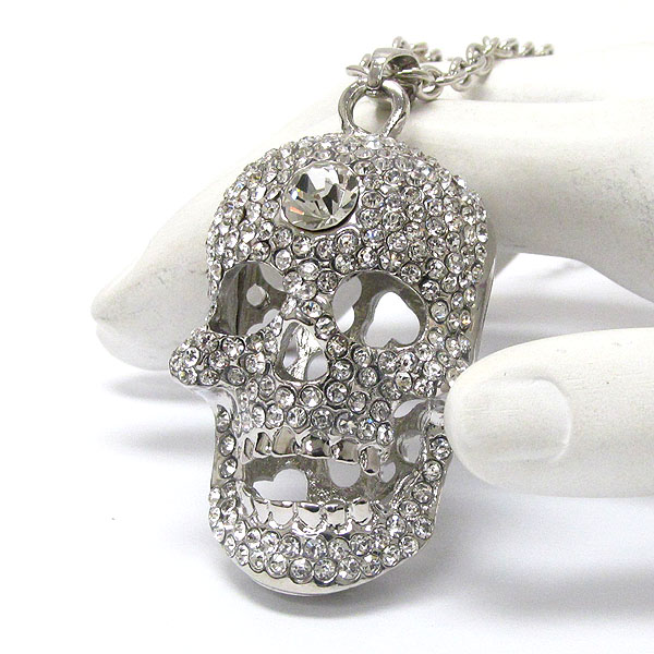 Crystal skull skeleton pendant necklace