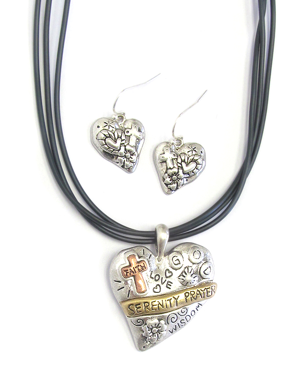 Religious inspiration heart necklace set