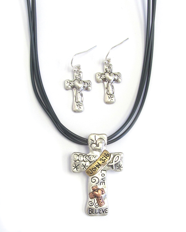 Religious inspiration cross necklace set