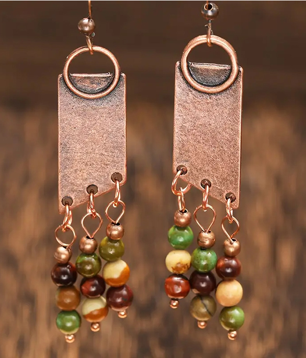 Vintage bar and mix stone ball drop earring