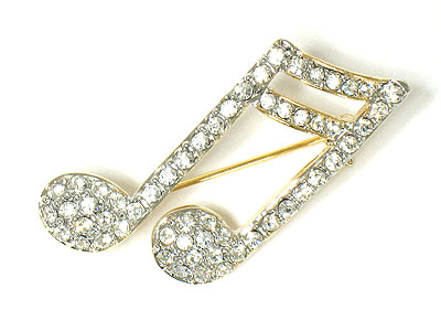 Crystal music note brooch