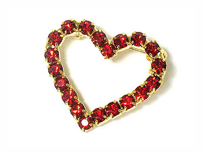 Red crystal heart brooch