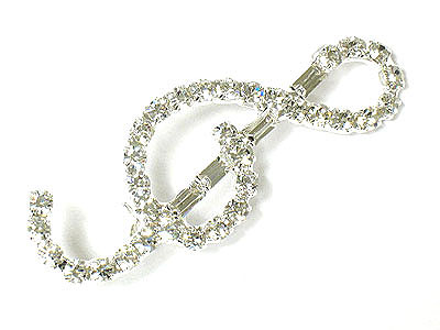 Crystal music note treble clef brooch