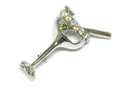 Crystal cocktail brooch