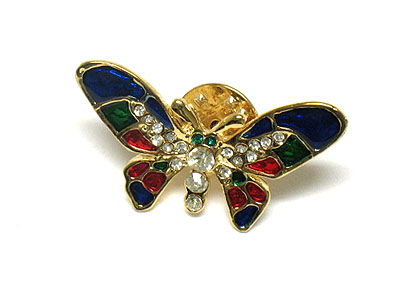 Crystal butterfly pin