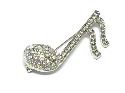 Crystal music note brooch