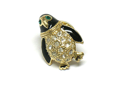 Crystal penguin pin