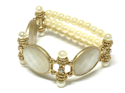 Crystal and sim pearl stretch bracelet