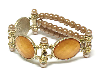 Crystal and sim pearl stretch bracelet