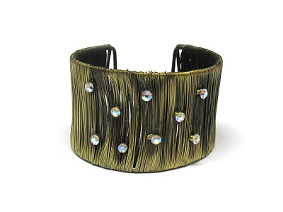 Crystal and wired bangle bracelet