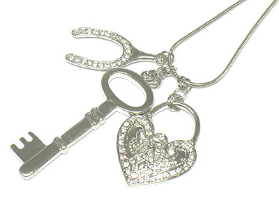 Key horse shoe heart necklace