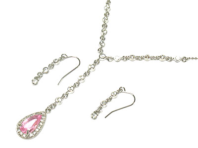 Crystal tear drop necklace set