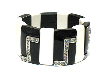 Crystal and formica double stretch bracelet