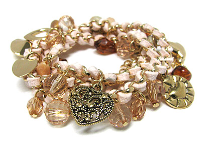 Heart theme wrapping bracelet