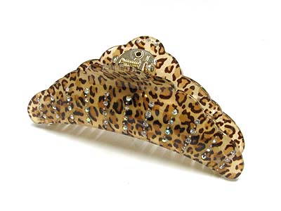 Crystal deco animal print hair pin