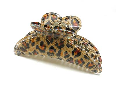 Crystal deco animal print hair pin