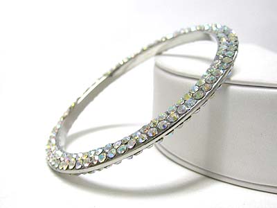 Double crystal line bangle bracelet