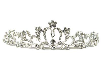 Rhinestone flower low crown tiara