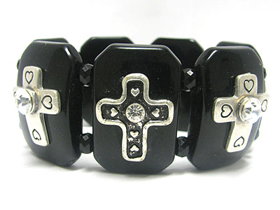 Cross theme acryl bar stretch braceret