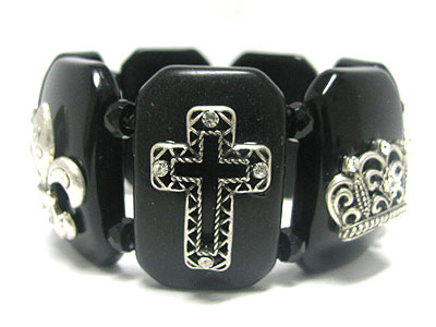 Cross theme acryl bar stretch braceret