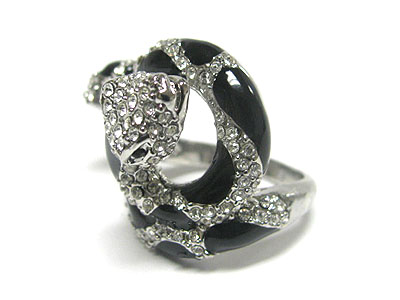 Crystal and enamel metal snake ring