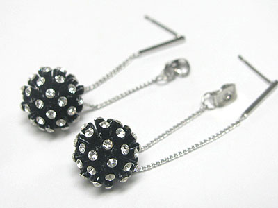 Crystal edge ball long drop earring