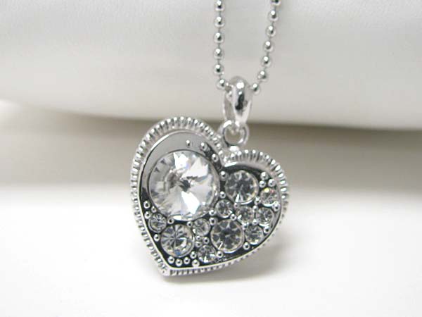 Made in korea whitegold plating crystal bubbled heart pendant necklace